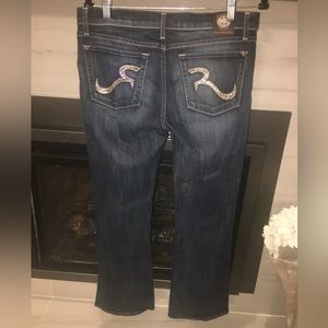 Rock & Republic Size 30 Dark Denim Blue Jeans with Rhinestones.